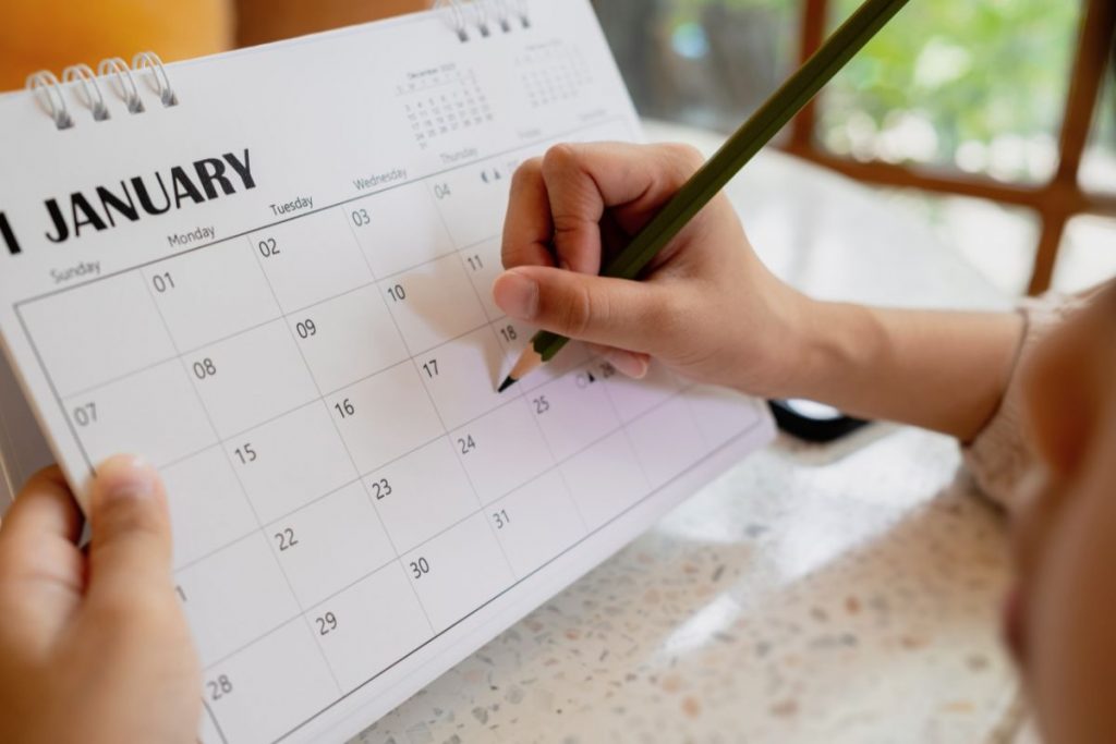 calendar showing home buying timeline berwyn dates marked