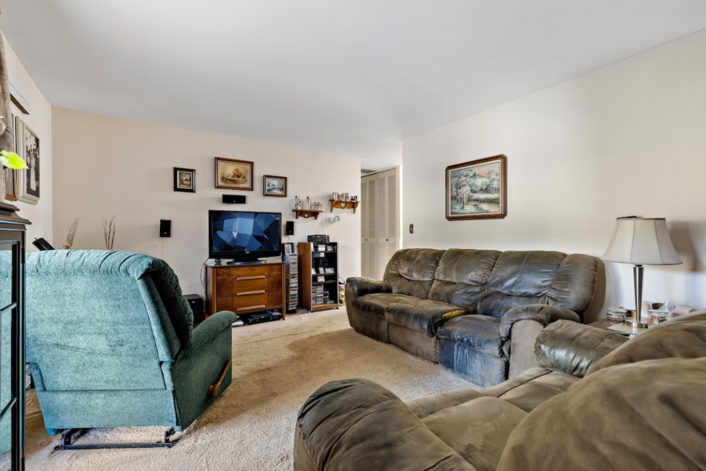 Neutral painted living room in a Berwyn IL home