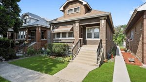 Residential street with homes in Berwyn and Cicero