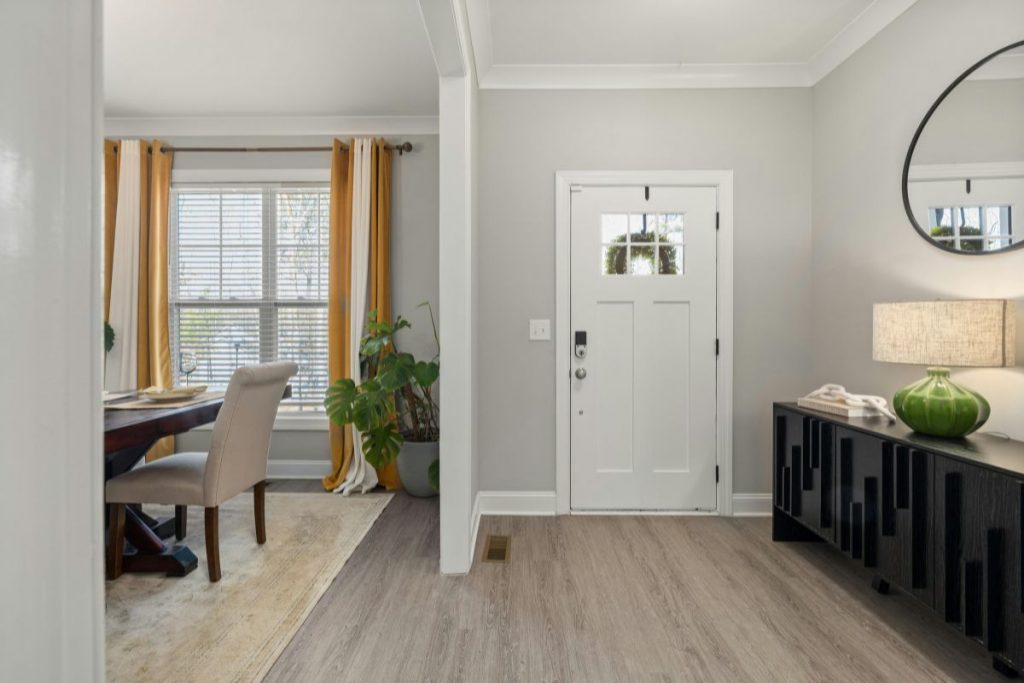 clean home entryway prepared for buyer showing
