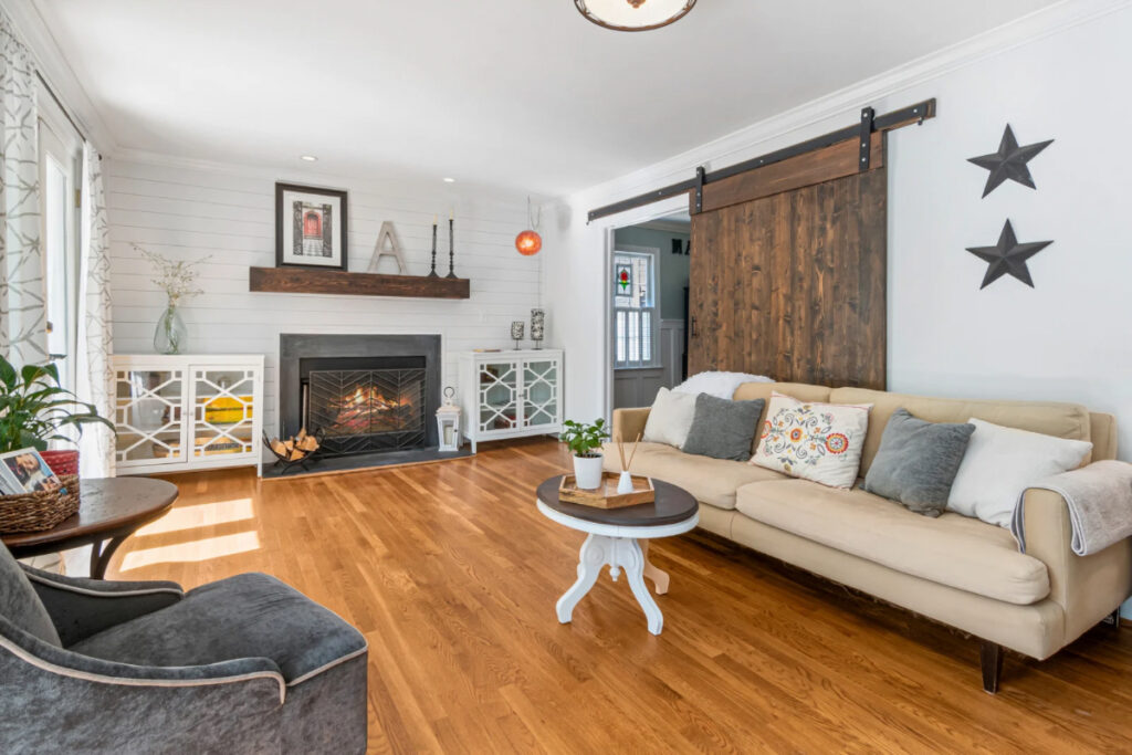 lightly furnished living room prepared for home sale