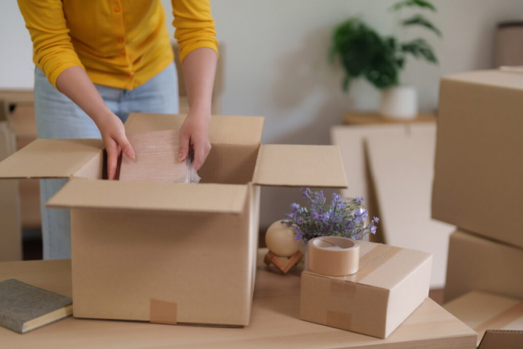 longtime homeowner sorting belongings before selling house