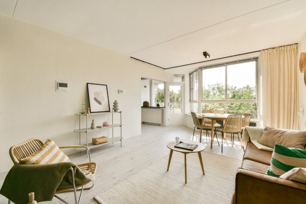Comfortable residential interior with simple layout and manageable living space.